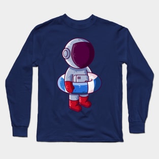 Cute Astronaut Swimming Ring Cartoon Long Sleeve T-Shirt